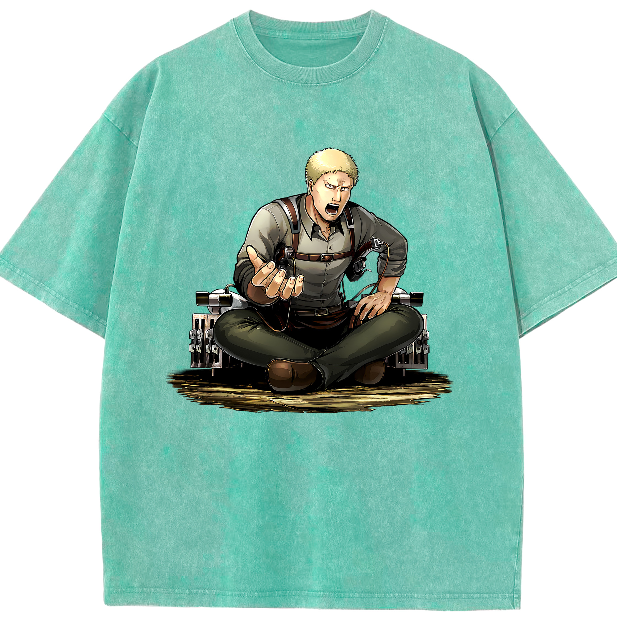 （画像用） 進撃の巨人 ライナー・ブラウン Attack on Titan Reiner Braun 綿100% ヴィンテージ風 半袖Tシャツ（フロントプリント）